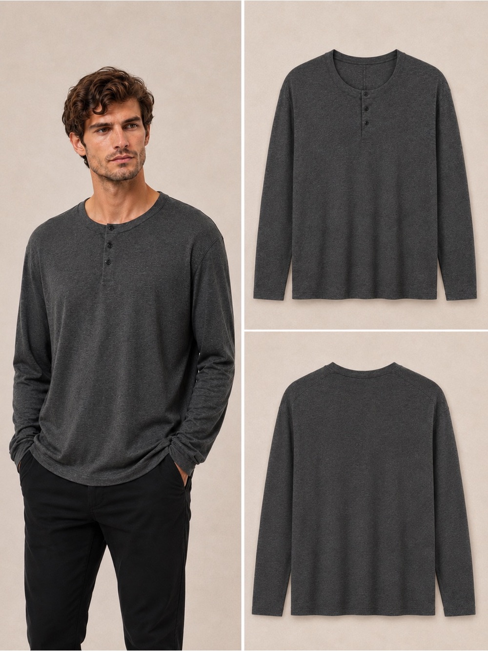 Lululemon 5 Year Basic Long Sleeve Henley Men’s L Dark Heather Gray